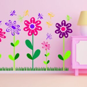 Flores y libélulas
