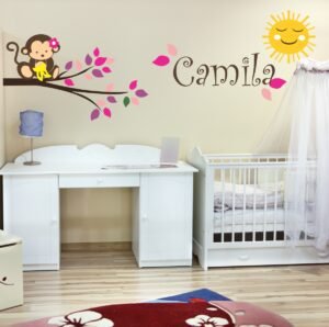 Mico y banana niña (nombre personalizado)