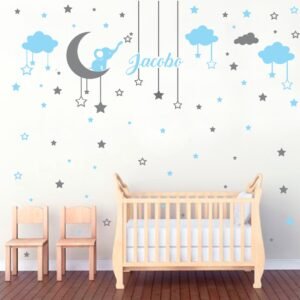 Luna y Elefante Niño (nombre personalizado)