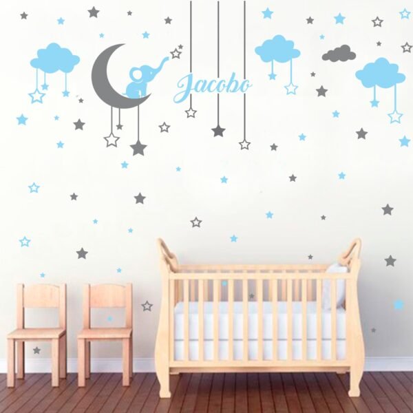 Luna y Elefante Niño (nombre personalizado)