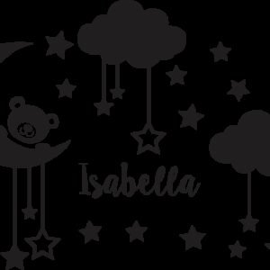 Oso en la luna Niña (Nombre Personalizado)