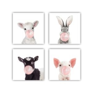 Retablos Animals Pink Bubble Gum D