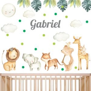Safari Watercolor Niño (Nombre Personalizado)