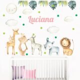 Safari Watercolor Niña (Nombre Personalizado)
