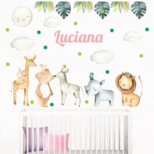 Safari Watercolor Niña (Nombre Personalizado)
