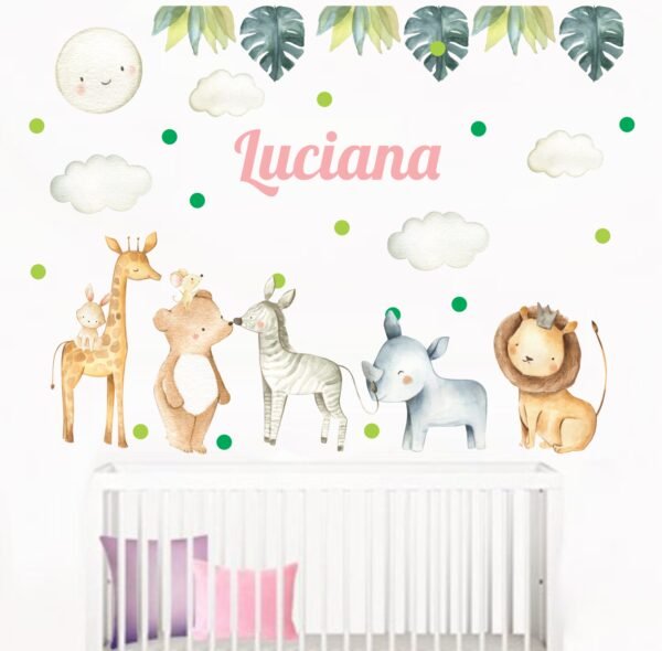 Safari Watercolor Niña (Nombre Personalizado)