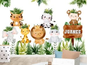 Mural Jungle Party (Nombre Personalizado)