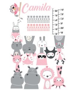 Combo de Vinilo + Medidor Animalitos Felices Niña