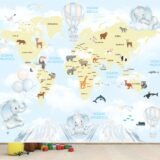 Mural Mapamundi Elefantes(Valor por M2)