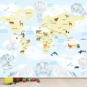 Mural Mapamundi Elefantes(Valor por M2)