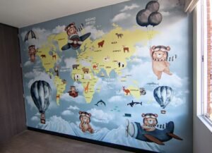 Mural Mapamundi Osos(Valor por M2)