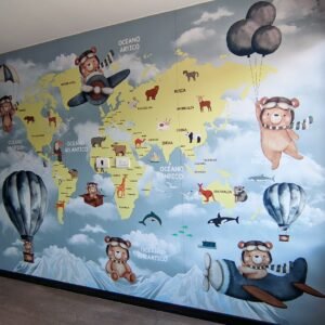 Mural Mapamundi Osos(Valor por M2)