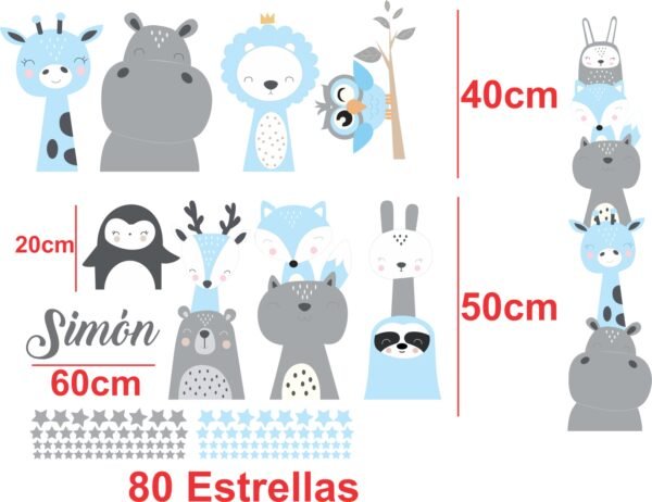 Combo de Vinilo + Medidor Animalitos Felices 3 Niño