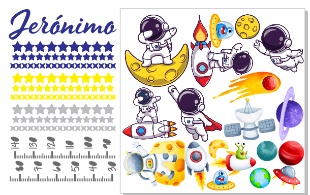 Combo de Vinilo + Medidor Astronauta 14 (Nombre Personalizado)